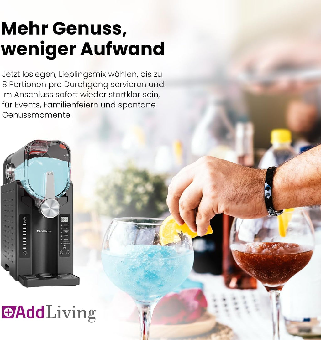 Máquina de granizados para casa | Slushy Maker y heladera con 6 programas | Máquina de granizados de 2,6 L para cócteles, granizados, helado suave, frappé, batidos | Autolimpiable | Negro/Plata