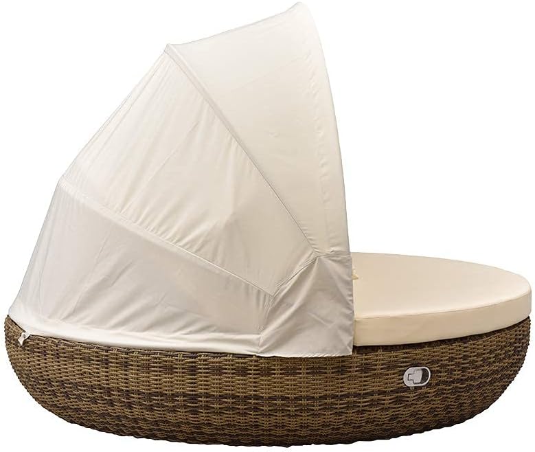 Isla de descanso Strandkorbwerk Pacific Cubu Cream Grey - Mecanismo giratorio de 360° - Salón de jardín - Muebles de jardín - Tumbona - Isla solar