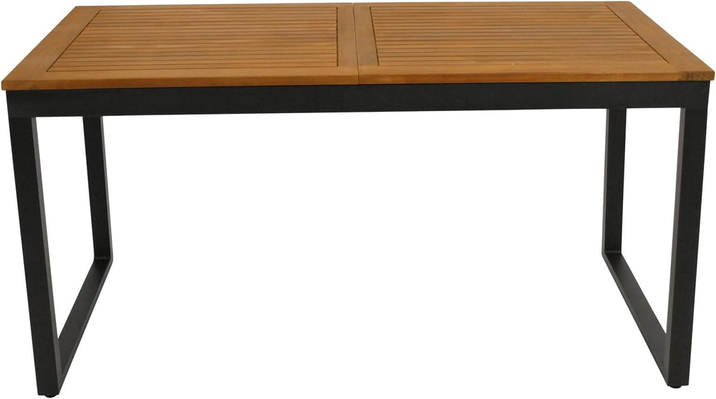 DEGAMO Mesa extensible de jardín RIVELLO 150/200x90 cm, aluminio antracita + madera de acacia aceitada, exterior, certificado FSC®