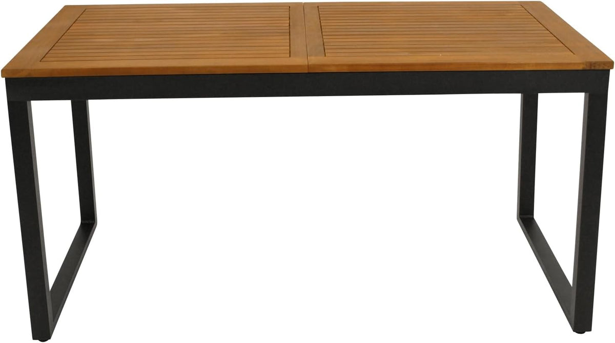 DEGAMO Mesa extensible de jardín RIVELLO 150/200x90 cm, aluminio antracita + madera de acacia aceitada, exterior, certificado FSC®