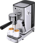 WMF Lumero ekspres do kawy z sitkiem, 1400 W, 3 wkładki, na 1-2 filiżanki espresso, również do saszetek, 15 bar, powierzchnia do odstawiania filiżanek, dysza do spieniania mleka, stal nierdzewna