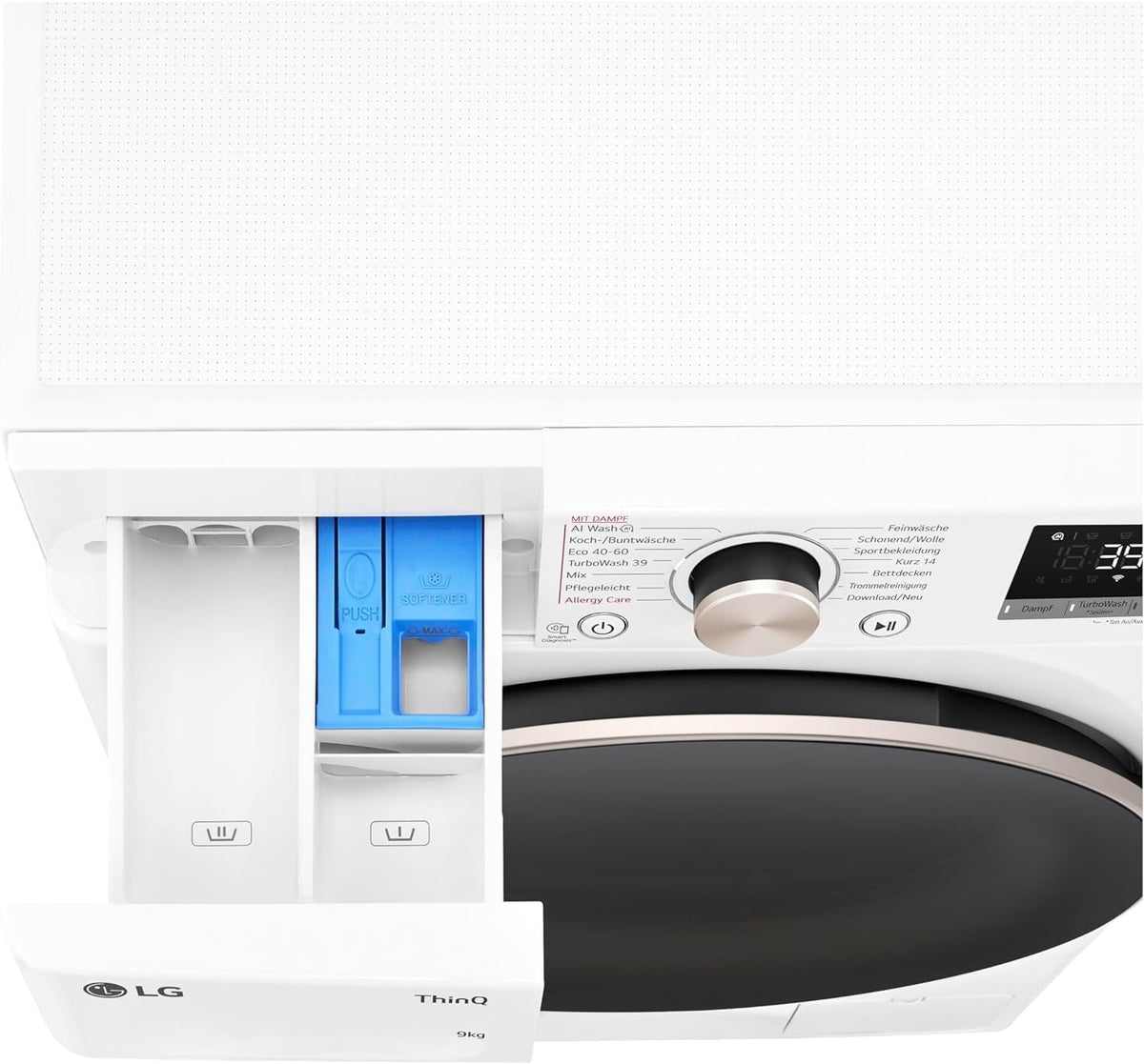LG F4WV7080, Clase A, lavadora de carga frontal 8 kg, 1400 rpm, AI Direct Drive, Wi-Fi, limpieza profunda con vapor, gran capacidad, TRIPLE A, puerta exterior de cristal templado, 62 x 60 x 85 cm, blanco