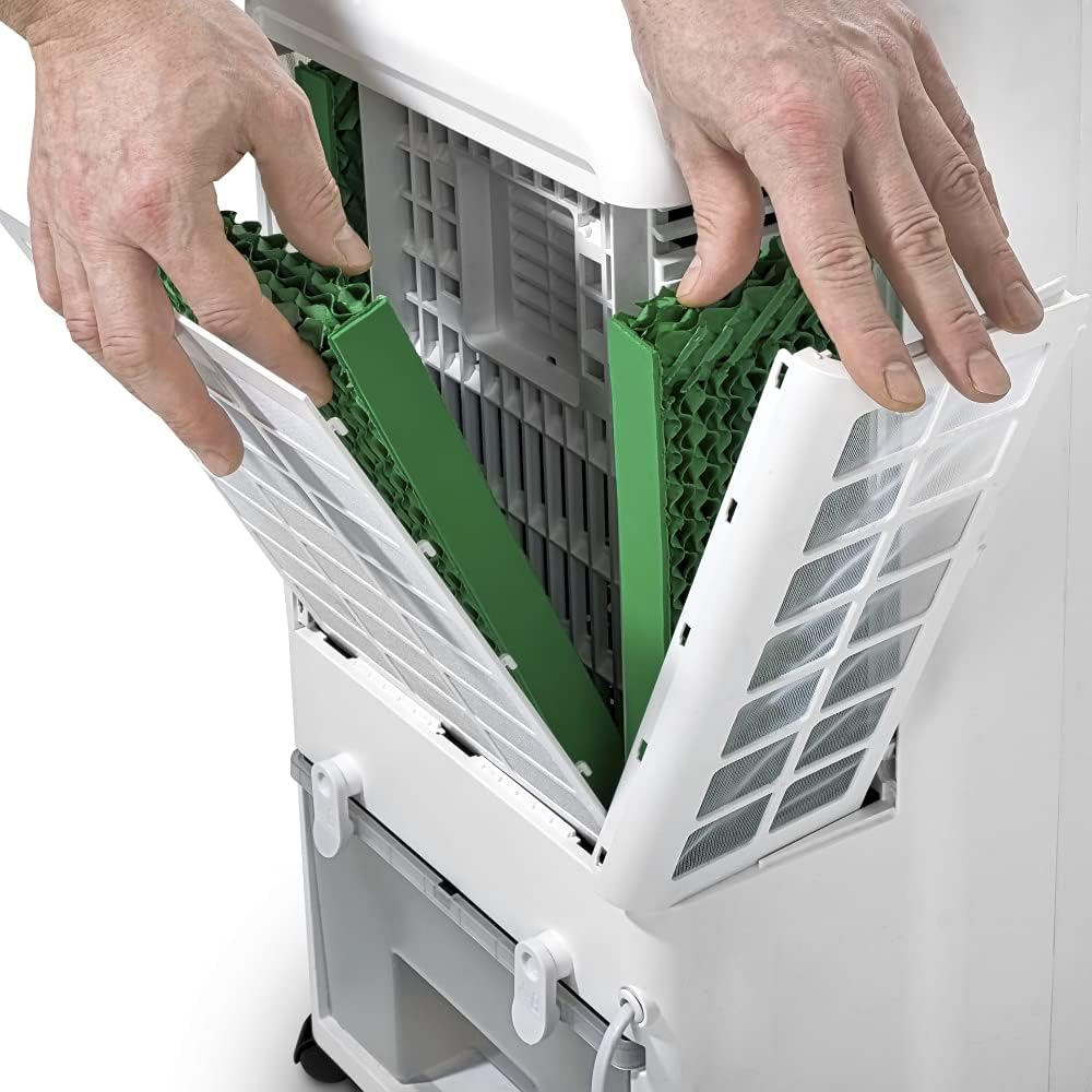 Refrigerador de aire portátil TROTEC PAE 31, climatizador 3 en 1, humidificador y ventilador, depósito de 6 l, capacidad de evaporación de 1,1 l/h, 3 niveles de ventilación, temporizador, modo nocturno