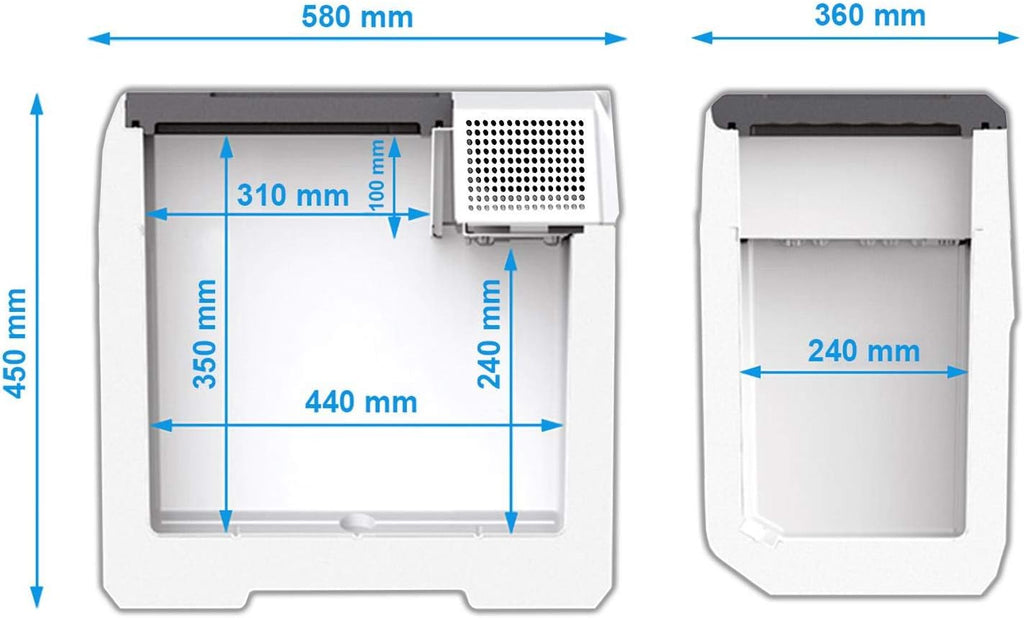 Nevera de compresor eléctrica Mobicool FR40, capacidad de 38 litros, 12/24V y 230V para coche, camión, barco, autocaravana y toma de corriente