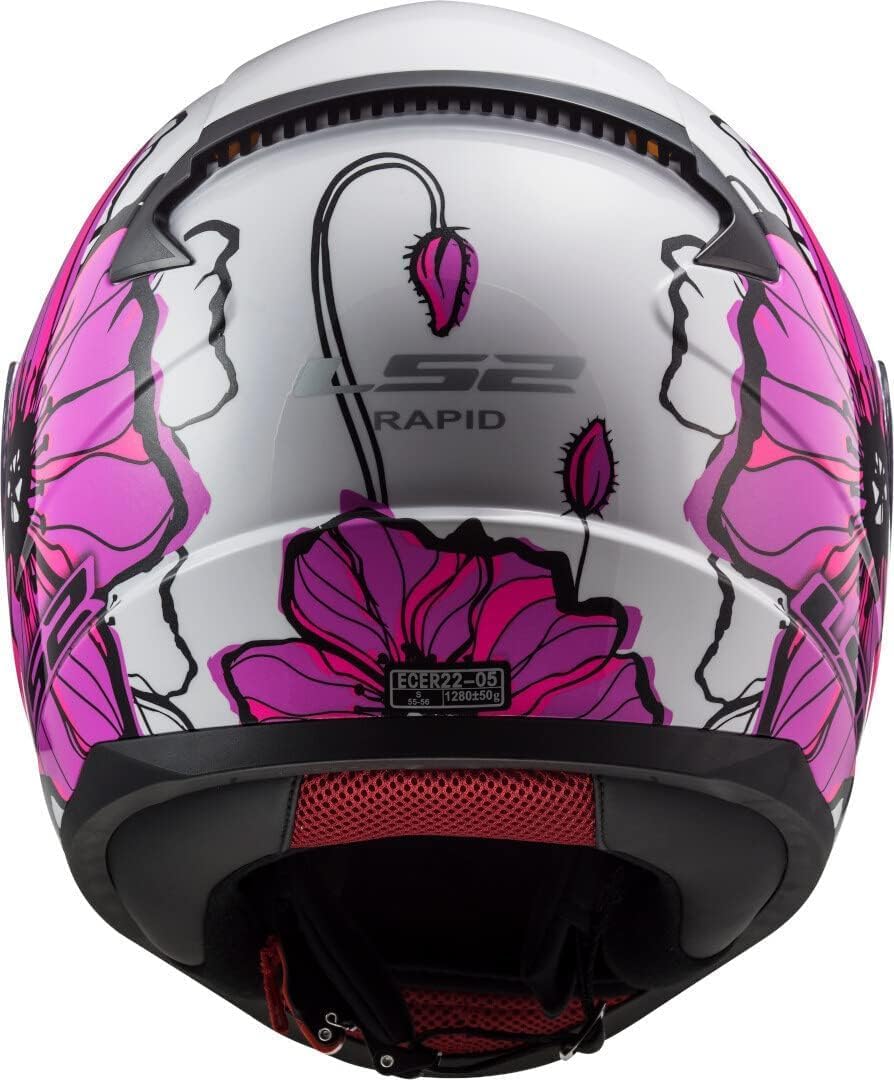 LS2, Casco Integral de Moto Rapid II Poppies Negro Rosa