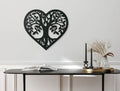 Decoración de pared 3D de madera Árbol de la vida con corazón, HDF, 32,5-97,5 cm, madera natural