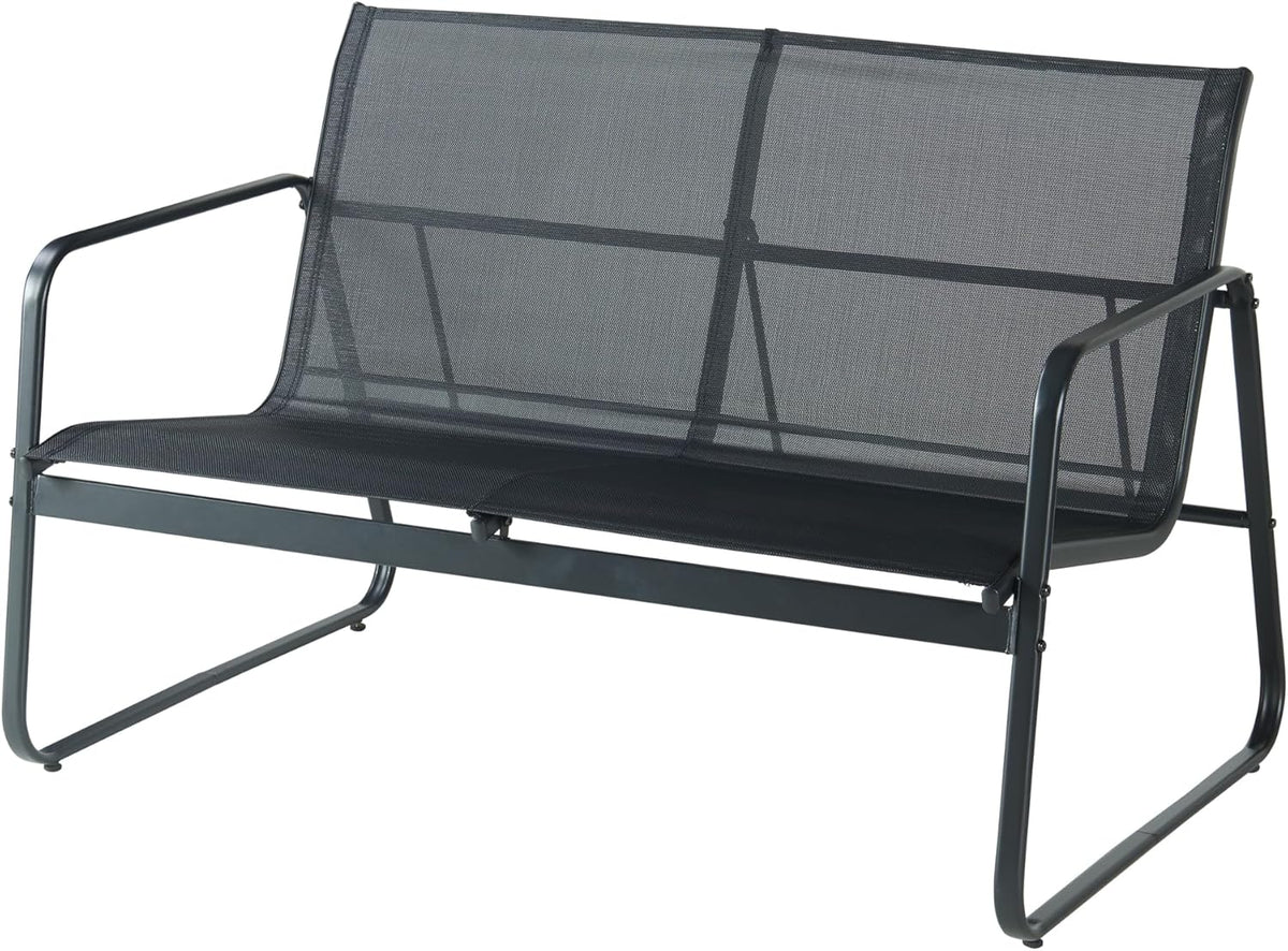 casa.pro Set de muebles de jardín Anzi 4 piezas. Conjunto de asientos para exteriores negro, juego de muebles de balcón compuesto por 1 mesa, 1 banco, 2 sillas, conjunto de muebles de salón para terraza, resistente a la intemperie