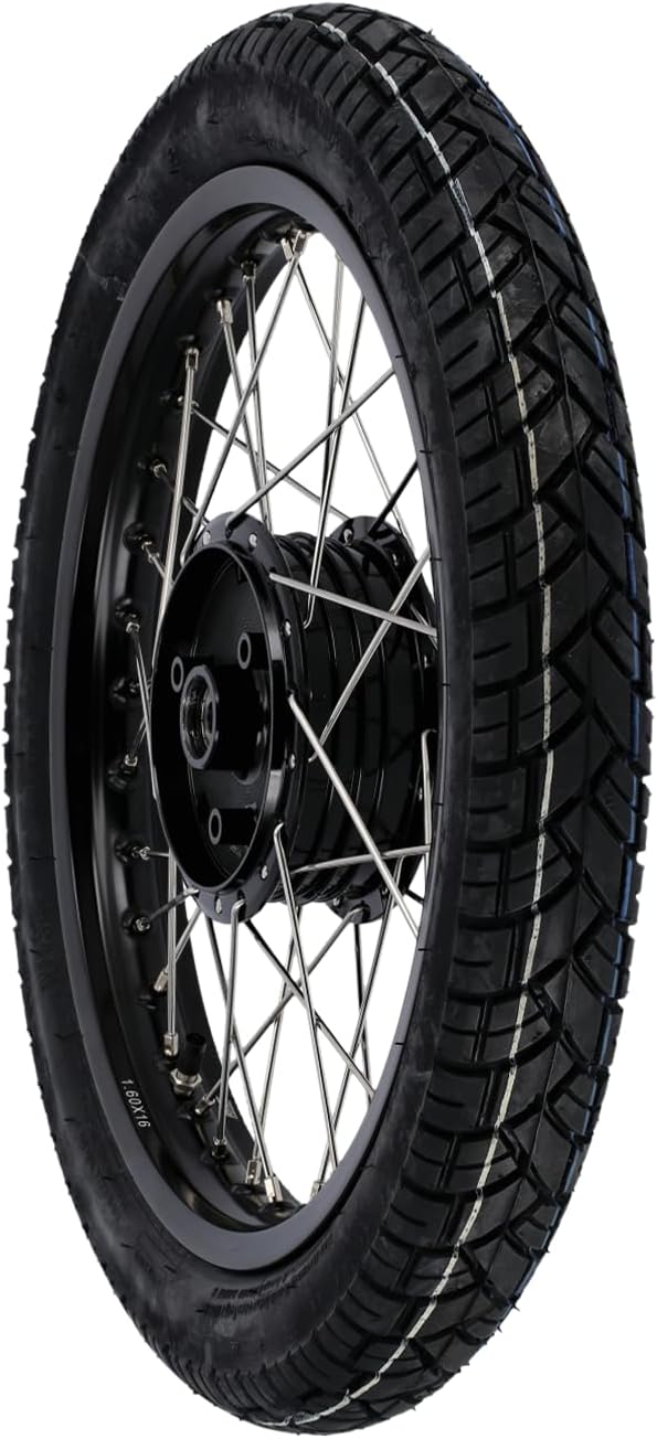 Set: 2 ruedas completas llanta de aluminio 1,6x16", buje - anodizado negro + acero inoxidable