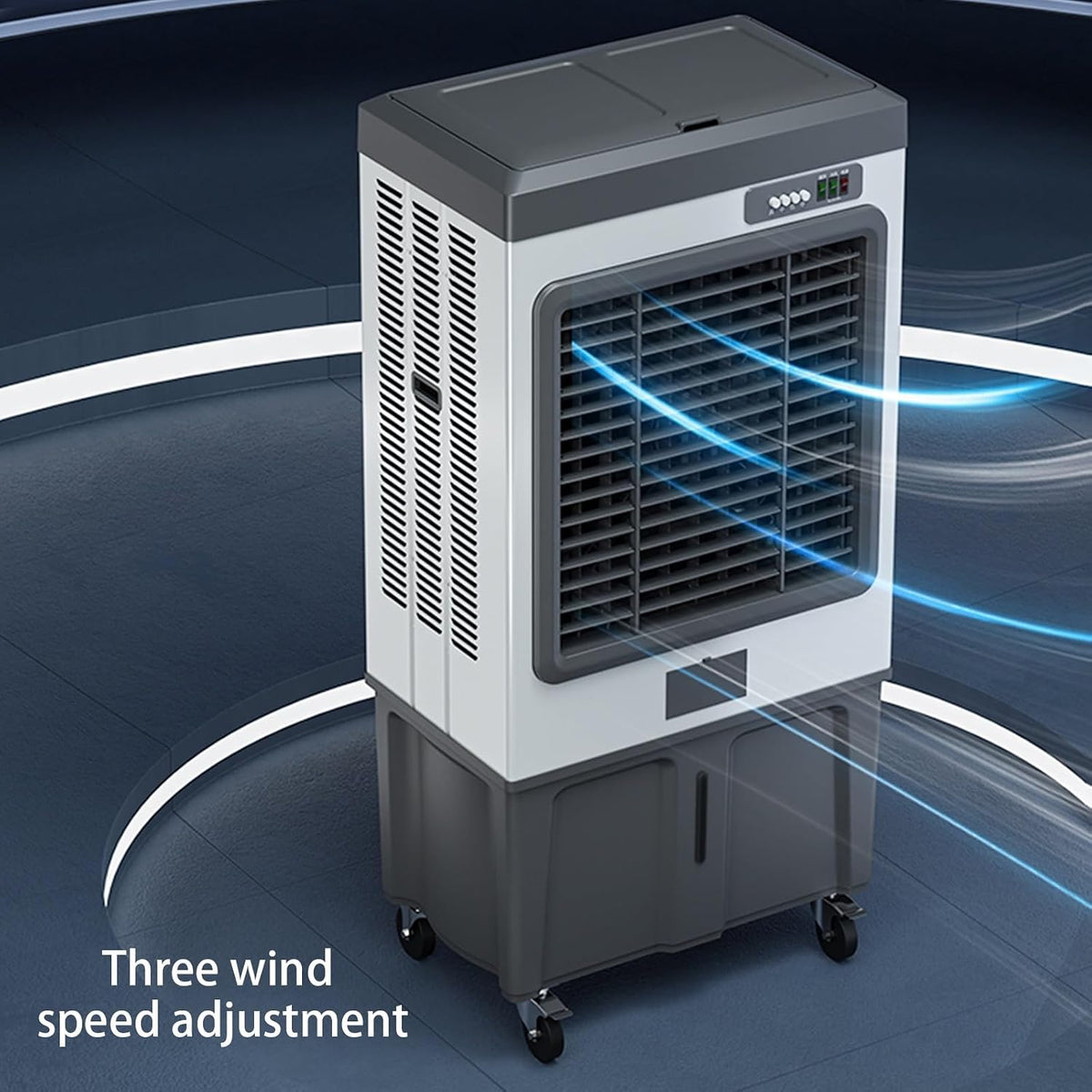 Enfriador evaporativo personal, aire acondicionado portátil real con depósito de 180 litros y 3 velocidades, climatizador evaporativo para habitaciones, oficinas y espacios exteriores (75 * 47 * 150 cm)