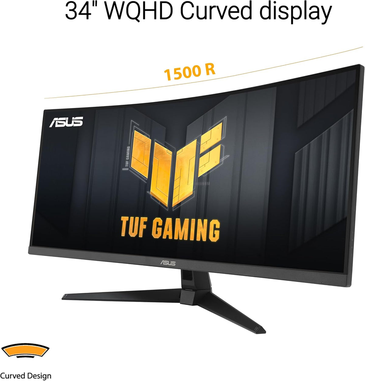 Monitor Gaming ASUS TUF Gaming VG34VQ3B - 34 pulgadas WQHD (3440x1440), curvo, 180Hz, ELMB Sync, FreeSync Premium, 1ms MPRT, 90% DCI-P3, DisplayWidget Center