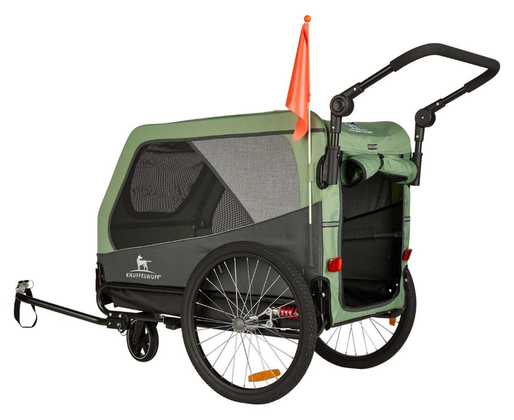 Remolque para bicicletas para perros Knuffelwuff Cruvado 45 kg, plegable, ligero, correa de seguridad, reflectores, enganche universal