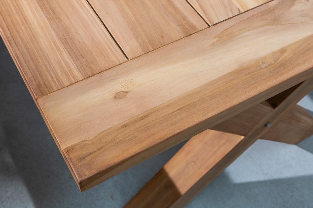 riess-ambiente.de Mesa de jardín resistente a la intemperie Empire de teca 180 cm, mesa de comedor de exterior de madera maciza de teca, mesa de comedor maciza para tu jardín