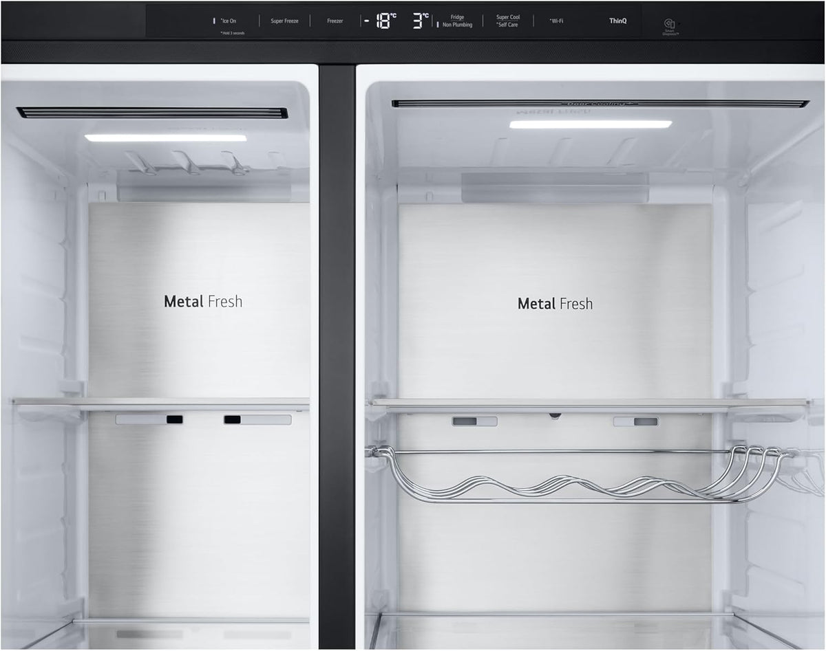 Frigorífico Side by Side LG GSGV81PYLL, Clase E, 635 L, Instaview, frigorífico con congelador, dispensador de hielo, hielo picado y agua, Total NoFrost, compresor Smart Inverter, Wi-Fi