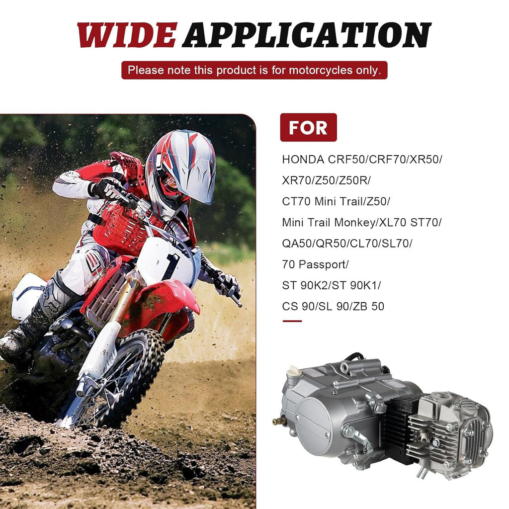 Motor de 4 tiempos CRF50 125CC para Dirt Bike Pitbike, motor monocilíndrico con refrigeración por aire y embrague manual para motocicletas Dirt Bike con arranque a pedal (Kick Start).