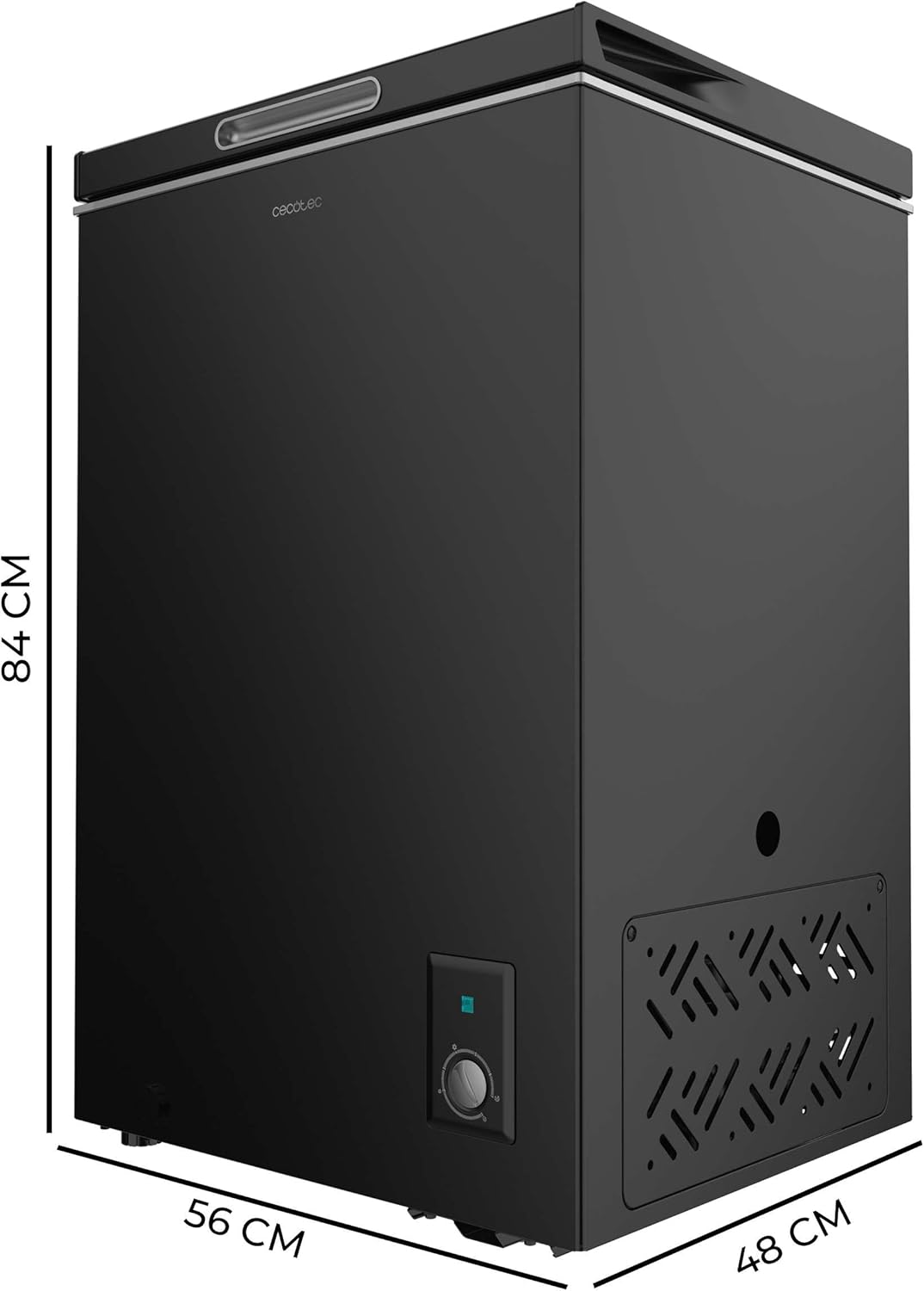 Congelador Arcón Cecotec Negro 99 L Bolero CoolMarket Chest 99 Black E. Congelador, 83,5 cm de altura y 54,5 cm de anchura, convertible en frigorífico, clase energética E, congelación rápida (Fast Freezing)