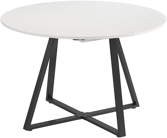 Mesa de comedor Vicco Loyd, blanco/negro, 120 x 120 cm extensible, con función de extensión para un ajuste flexible del tamaño de la mesa