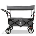 Carrito de mano plegable y compacto Fuxtec FX-CT700 gris, con frenos, asiento acolchado, mango ajustable en altura, para excursiones