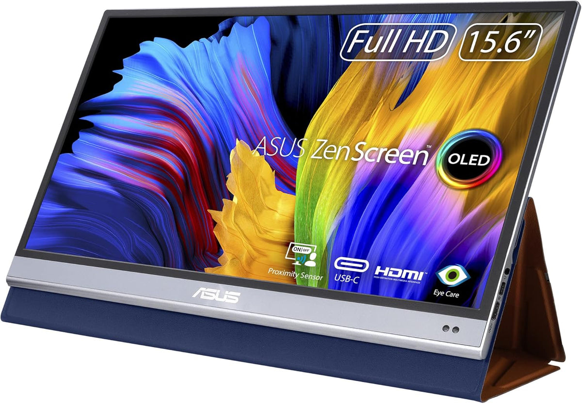 ASUS ZenScreen OLED MQ16AH - Monitor portátil FHD de 15,6" - Teletrabajo o Gaming - Alimentación y visualización mediante USB-C/Micro HDMI - Panel OLED - 1920x1080 - 1 ms - Delta E< 2 - para portátil