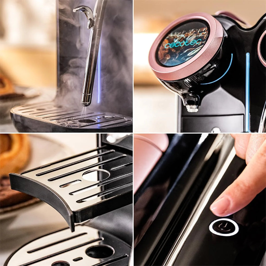 Cecotec Ekspres do kawy na kapsułki Power Caps Spin. 1400 W, 20 bar, kompatybilny z Nespresso, zbiornik na wodę 1,5 l, intuicyjny wyświetlacz, 7 napojów, automatyczne wyłączanie, czujnik temperatury