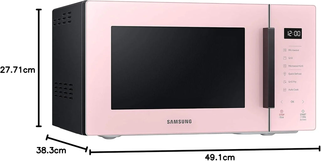 Samsung MG23T5018CP Kuchenka mikrofalowa, 23 l, 1100 W, Air Fry, ze złotniczą tacą, designerskie szkło, puder