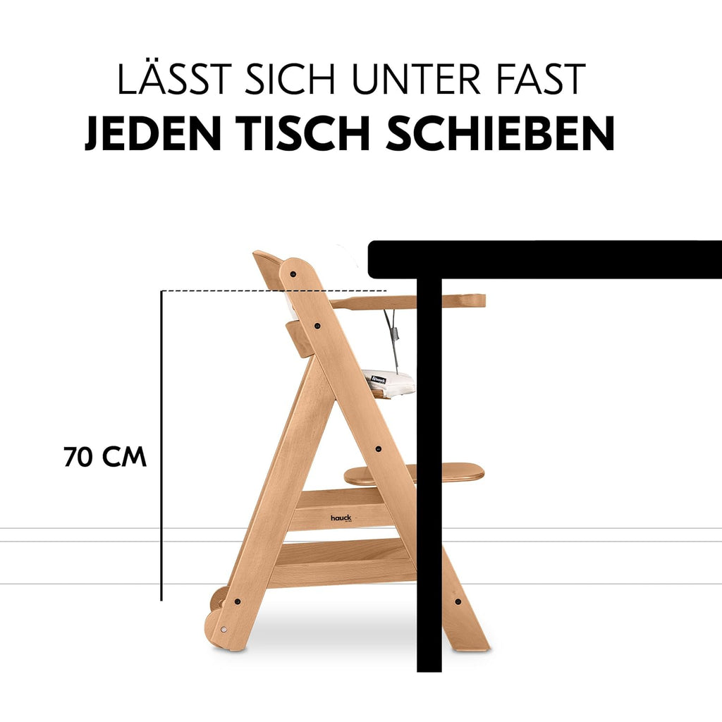 Hauck Trona Beta+ Newborn Set Eco Bouncer - Trona de madera evolutiva para bebés desde el nacimiento, incluye accesorio para recién nacidos, cojín de asiento y bandeja - Gris oscuro