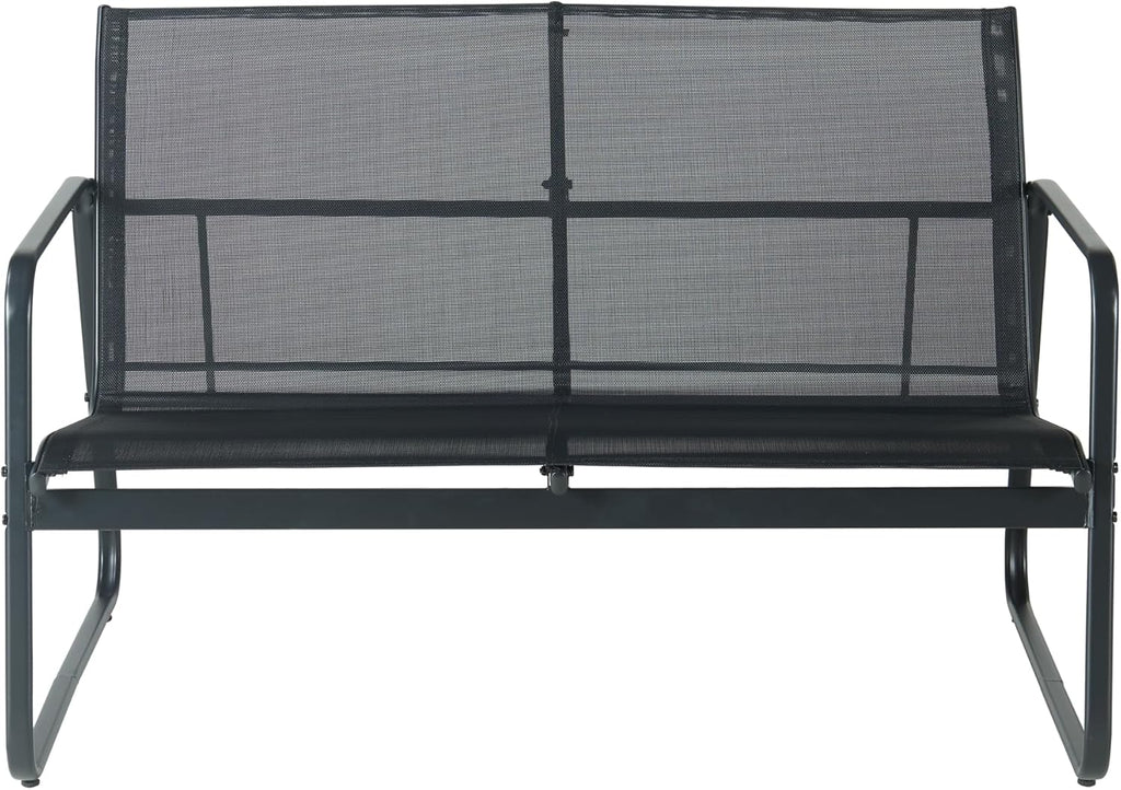 casa.pro Set de muebles de jardín Anzi 4 piezas. Conjunto de asientos para exteriores negro, juego de muebles de balcón compuesto por 1 mesa, 1 banco, 2 sillas, conjunto de muebles de salón para terraza, resistente a la intemperie
