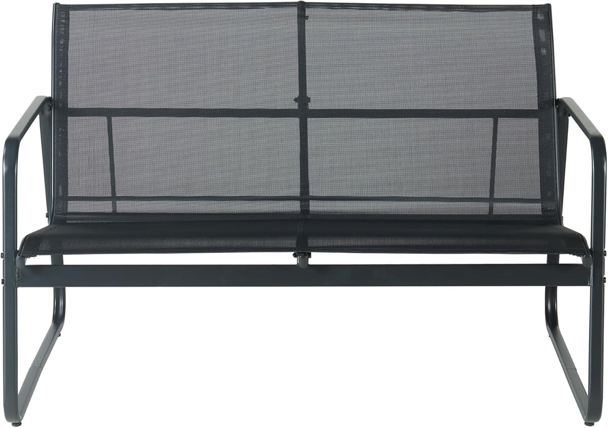 casa.pro Set de muebles de jardín Anzi 4 piezas. Conjunto de asientos para exteriores negro, juego de muebles de balcón compuesto por 1 mesa, 1 banco, 2 sillas, conjunto de muebles de salón para terraza, resistente a la intemperie