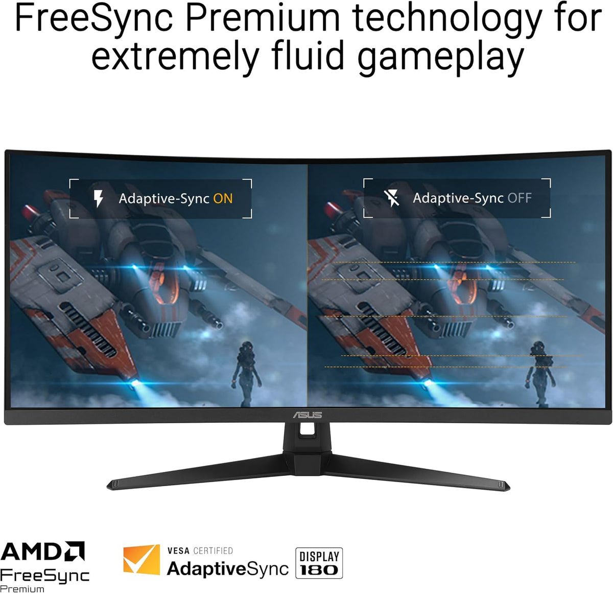 Monitor Gaming ASUS TUF Gaming VG34VQ3B - 34 pulgadas WQHD (3440x1440), curvo, 180Hz, ELMB Sync, FreeSync Premium, 1ms MPRT, 90% DCI-P3, DisplayWidget Center