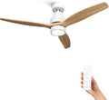 Mellerware - Ventilador de techo con mando a distancia Brizy Bright | 45 W | 6 velocidades | Ultrasilencioso | 3 aspas 132 cm de diámetro | Función verano-invierno | Temporizador | LED | Madera clara