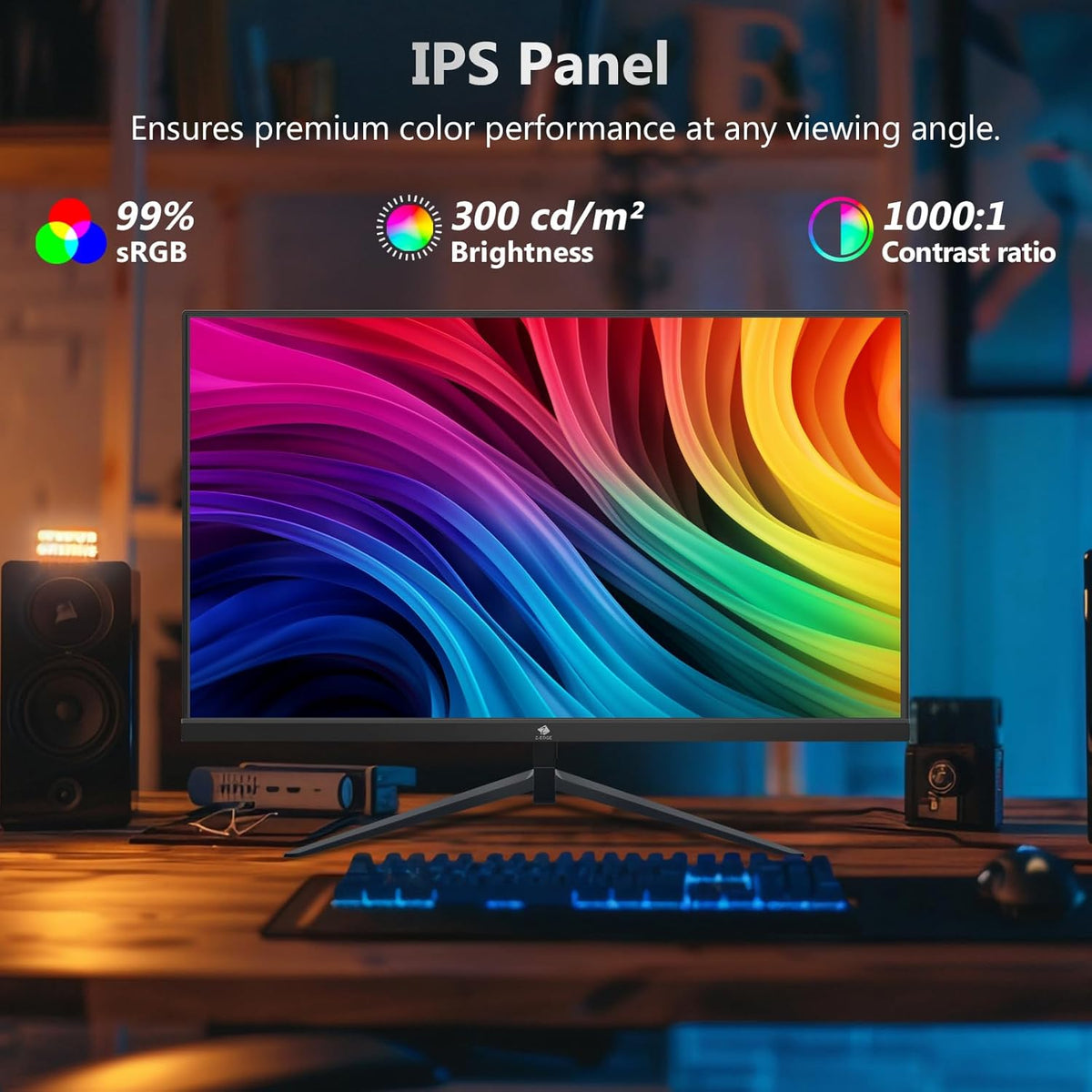 Monitor gaming Z-Edge de 25" 300 Hz (DP1.4×2), panel IPS, 240 Hz (HDMI2.0×2), FHD 1080P, 1ms, FreeSync, monitor PC gamer LED 16:9, inclinación ajustable, borde ultrafino, VESA 75x75 mm (cable DP incluido)