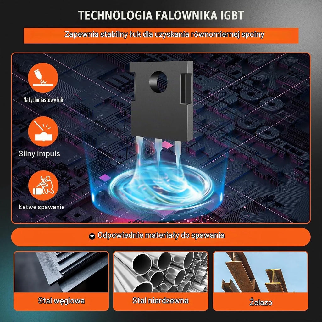 VEVOR Spawarka MIG/MMA/TIG 3 w 1 30-200 A, spawanie drutem wypełniającym (0,6 mm, 0,8 mm i 1 mm), technologia IGBT 2,2-12 m/min, prędkość drutu 200 A przy 60% znamionowym cyklu pracy, stopień ochrony