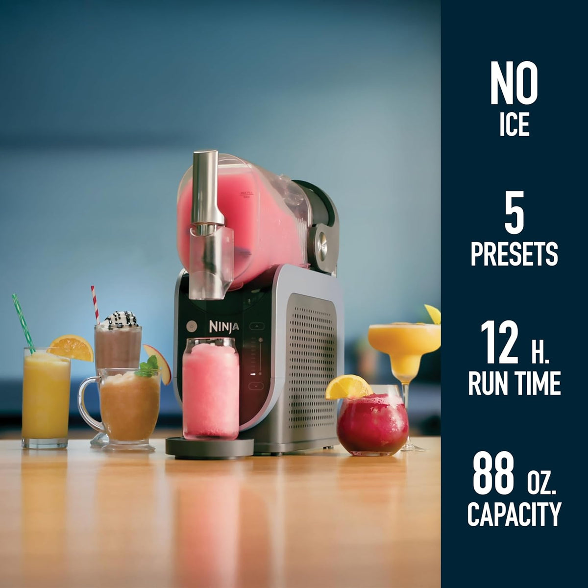 Ninja SLUSHi con tecnología RapidChill, máquina para granizados y bebidas congeladas de 88 oz, 5 programas preestablecidos, margaritas, frappés y más, detalles premium, color negro, FS301