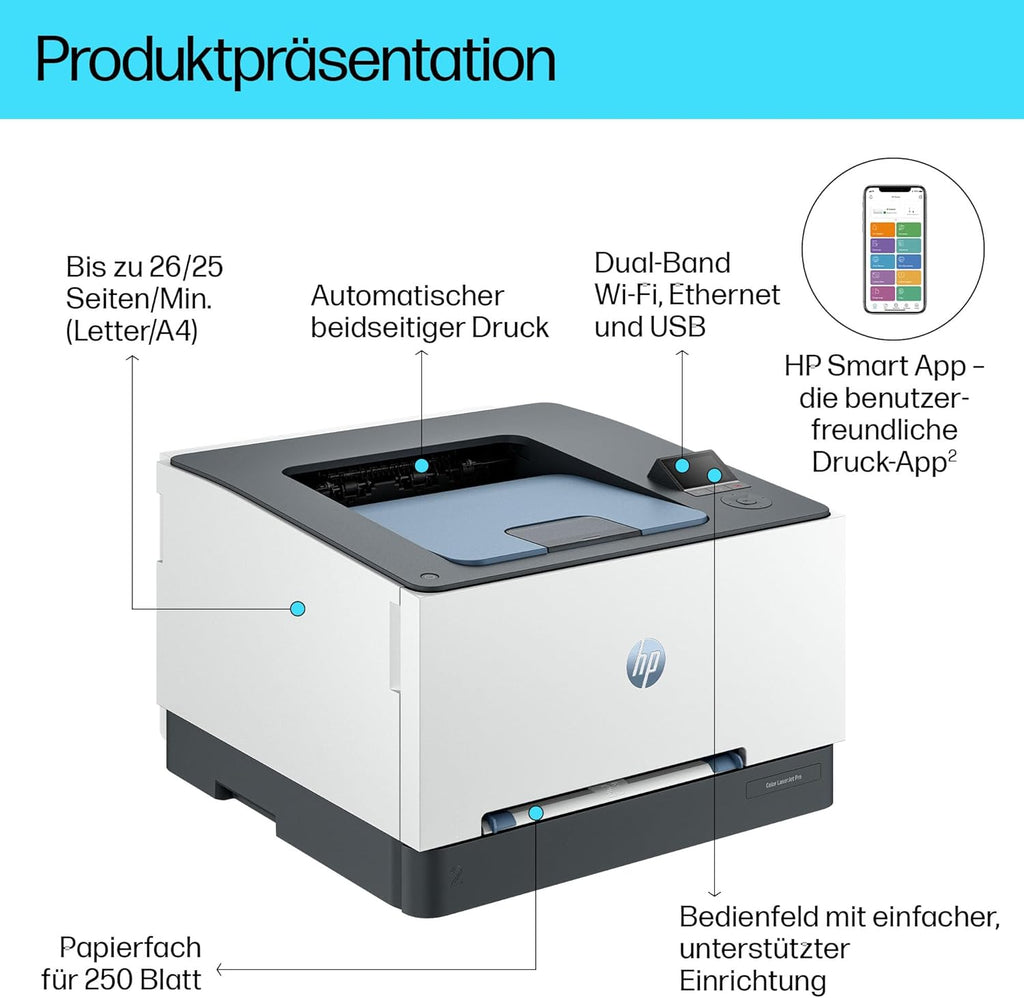 Impresora multifunción láser a color HP Color LaserJet Pro MFP 3302fdwg, fax, impresión automática a doble cara, pantalla táctil, Wi-Fi, Ethernet, USB, HP Wolf Pro Security
