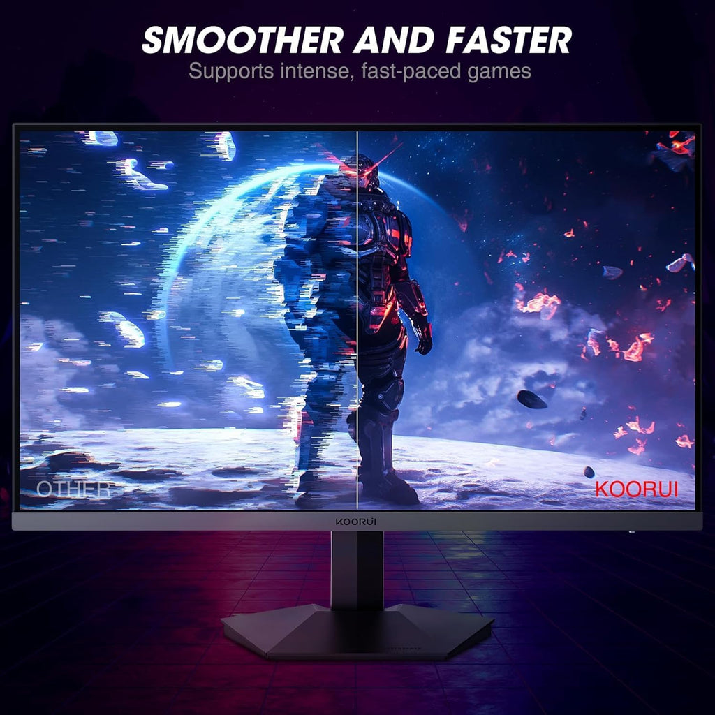Monitor Gaming KOORUI 27 pulgadas, Fast IPS 200Hz HDR 400 1ms, Monitor de ordenador para juegos, DCI-P3 95% 350 nits, Adaptive-Sync, compatible con VESA 75 * 75mm, HDMI 2.0/DP1.4
