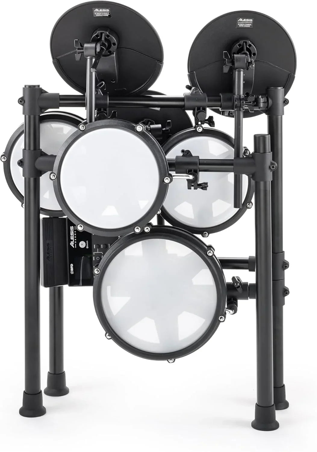 Batería electrónica de 8 piezas Nitro Max Kit, caja de 10 pulgadas de doble zona con parches de malla, Bluetooth, USB MIDI, más de 440 sonidos