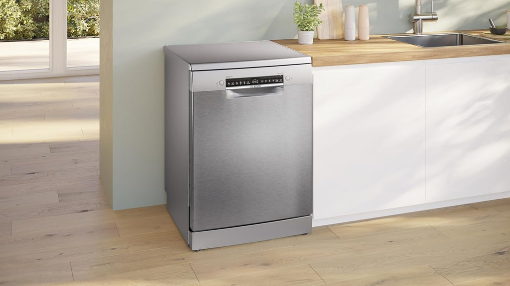 Bosch - Lavavajillas de libre instalación, 60 cm, Serie 4, Home Connect, Motor EcoSilence, Acero, SMS4EMI06E