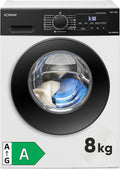 Bomann® WA 7188 pralka 8 kg | 5 lat silnika | wydajna, cicha i trwała | maks. 1400 obr./min | 15 programów | funkcja pary | wyświetlacz LED | Washing Machine | WA 7188 biało-czarna