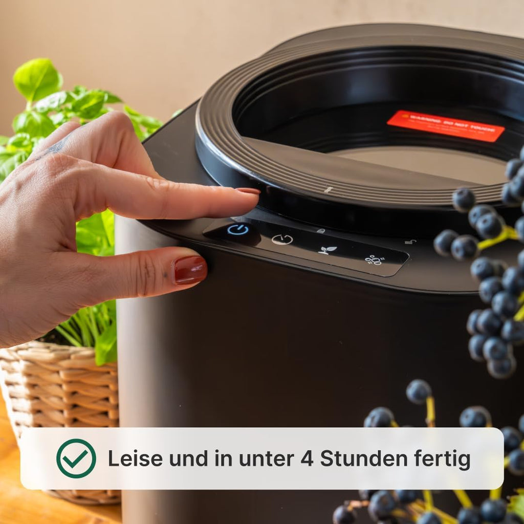Compostador de cocina eléctrico 4L | Transforma tus residuos en abono con un clic | Compostador eléctrico WeEarth (Negro)