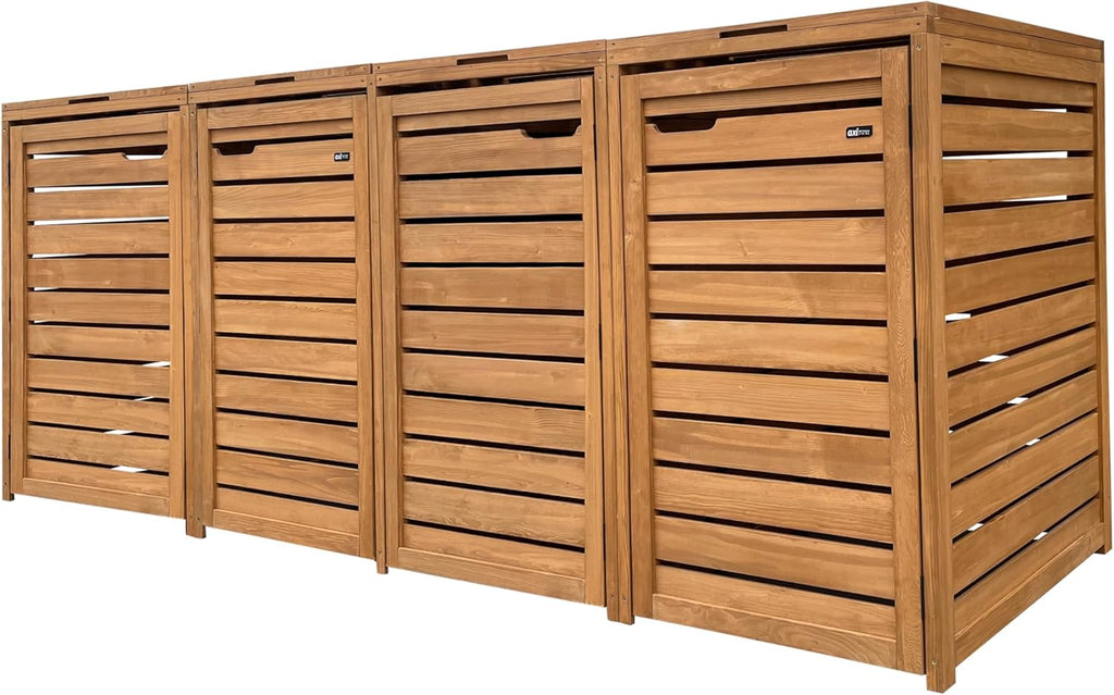 AXI Lex Cubrecontenedor de madera marrón | Cubierta para 4 cubos de basura - 240-960L | Caja para cubos de basura/Caja de almacenamiento