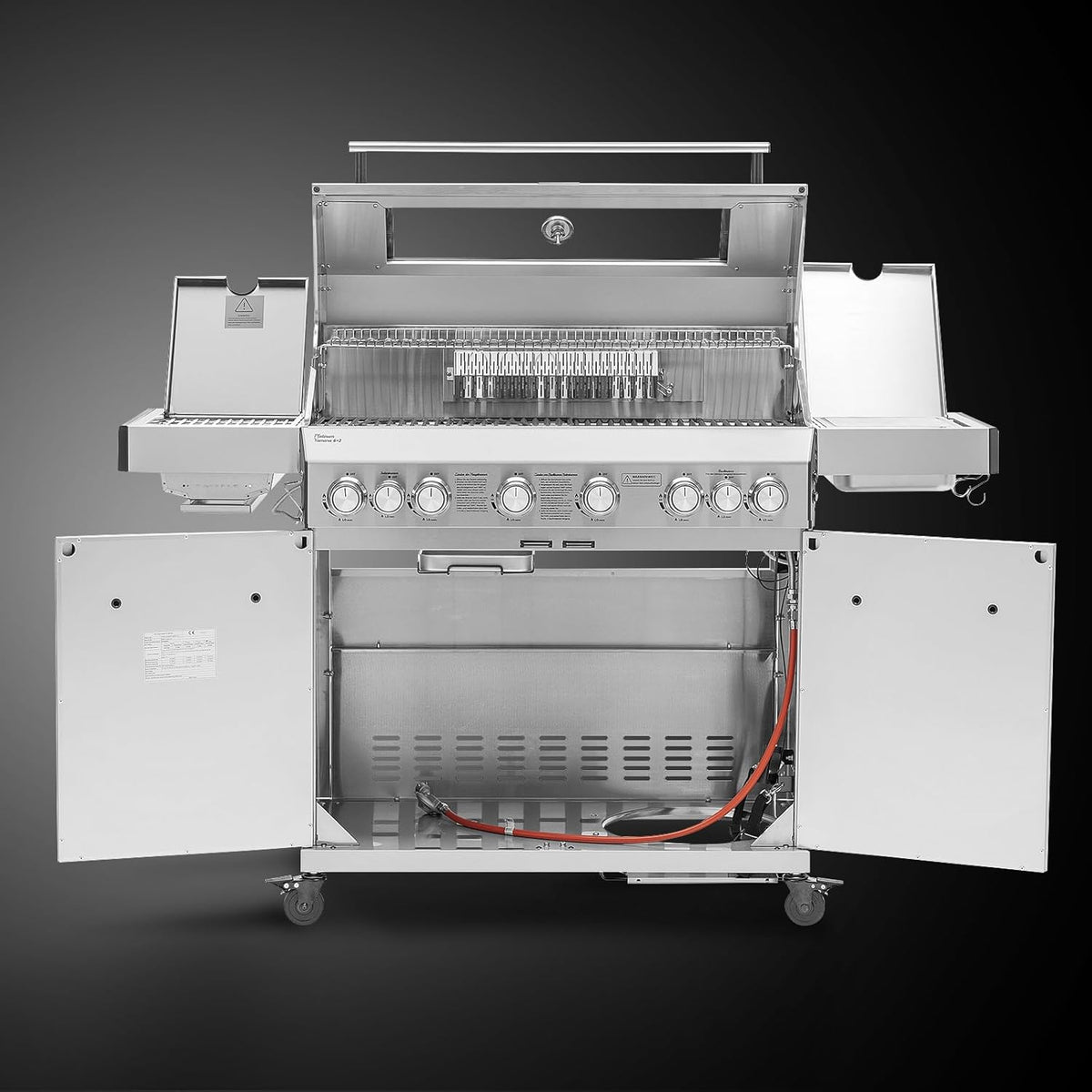 TAINO PLATINUM YAMARA 6+2 Barbacoa de gas Acero inoxidable 6 quemadores Quemador lateral cerámico Quemador trasero cerámico Encendido piezoeléctrico Parrilla de hierro fundido