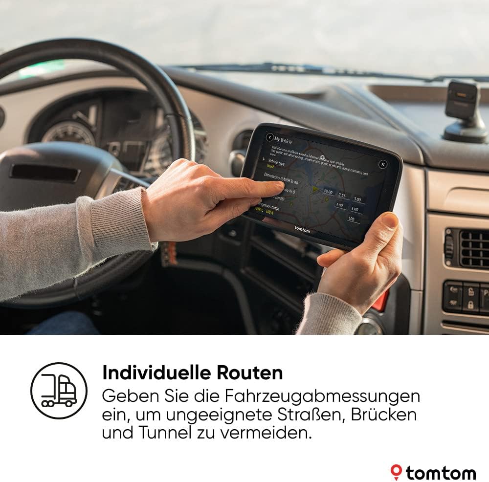 TomTom GO Expert Plus navegador para camiones (pantalla de 7 pulgadas, rutas y puntos de interés para vehículos grandes, TomTom Traffic incluido, mapas del mundo, alertas de restricciones en tiempo real)