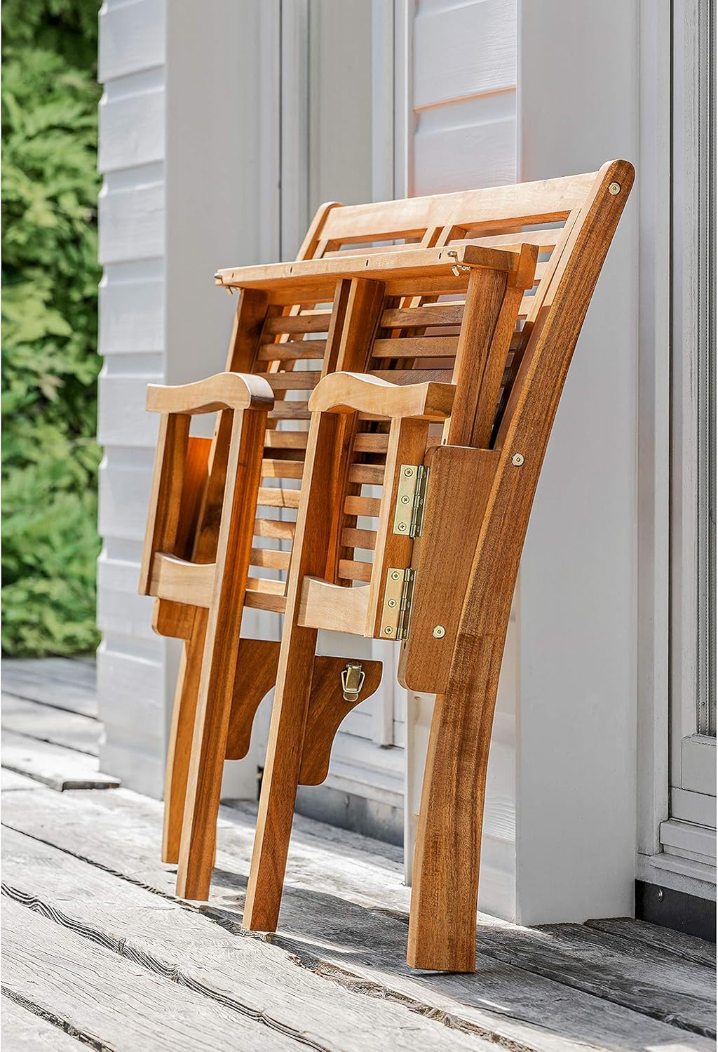 Banco plegable Dehner Douglas, 2 plazas, aprox. 119 x 62 x 90 cm, de madera de acacia con certificación FSC®, natural