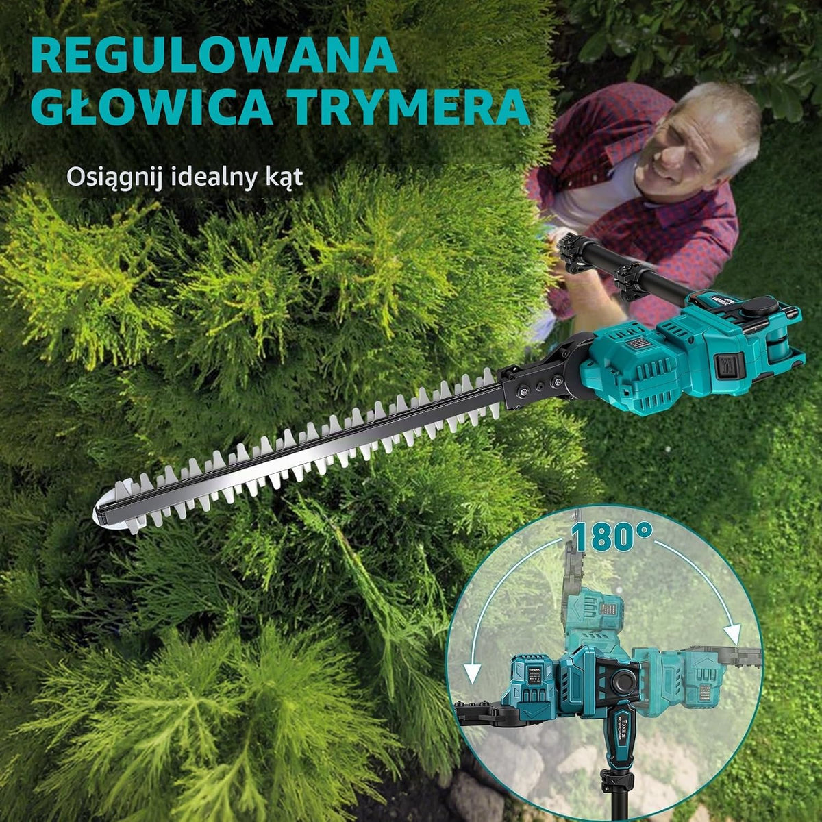 Yofidra Akumulatorowa Teleskopowa Nożyce do Żywopłotu