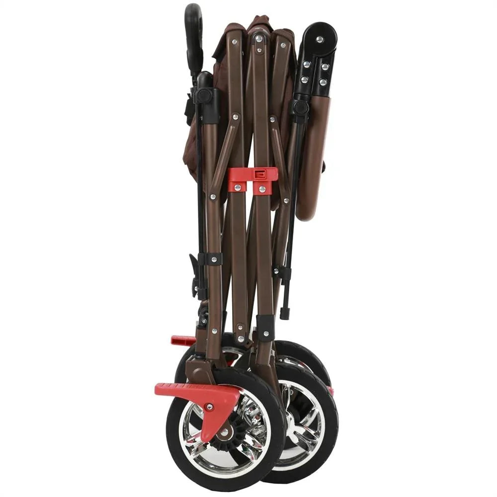 Carrito plegable FUXTEC FX-CT700, carro plegable gris para el transporte de niños, ciudad, campo, playa o montaña - con capota anti-UV, asa de empuje, freno de mano delantero y trasero, el original