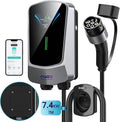 QIAO)) Cargador de vehículo eléctrico de 7,4 kW tipo 2 con cable de carga de 7 m, aplicación inteligente, pantalla LCD de 4,3", estación de carga para coche eléctrico de hasta 32 A, cargador tipo wallbox para montaje en pared con soporte para cable EV