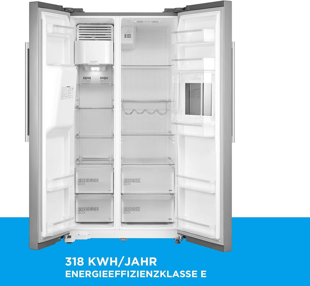 Midea KS-DDX 6.32 WT Frigorífico americano / 178,8 cm de altura / 254 kWh/año / No Frost / Compresor Dual Inverter / con dispensador de agua/hielo 3 en 1 y depósito de agua, Dark Inox