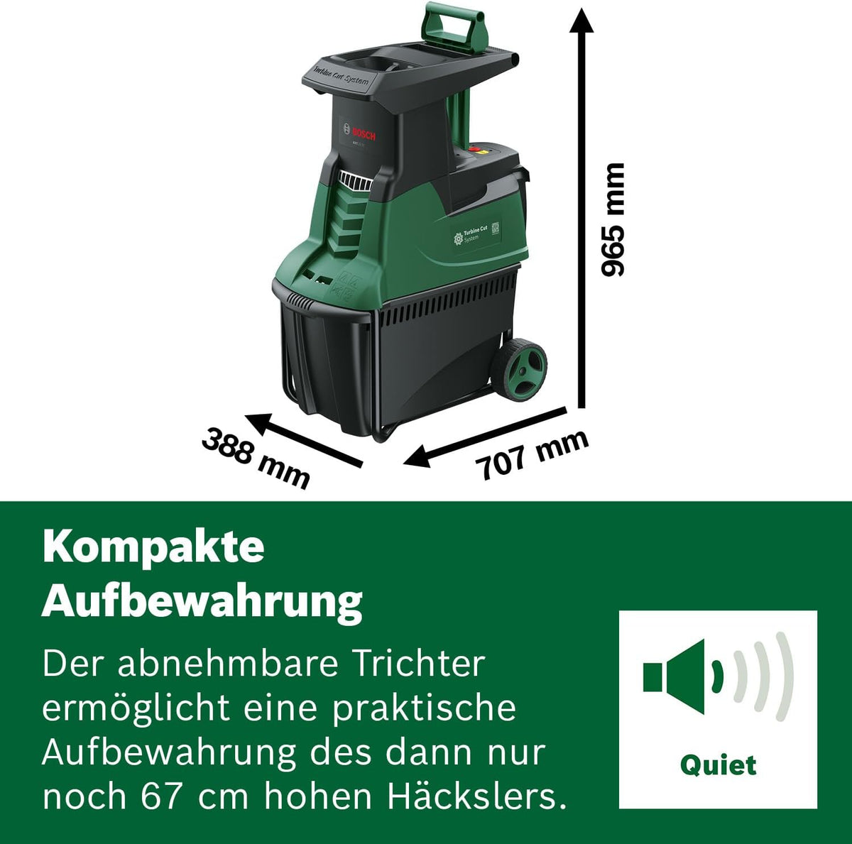 Trituradora de turbina Bosch AXT 25 TC (2500 W; adecuada para madera y residuos de jardín duros; incluye guantes de jardinería; caja colectora integrada de 53 l; en caja de cartón) – Edición