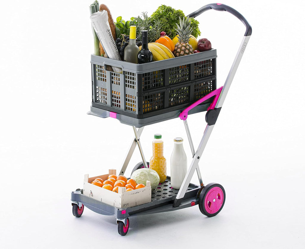 Carros plegables, funcionales y versátiles | Carro plegable móvil | Carrito de la compra con caja de almacenamiento (negro)