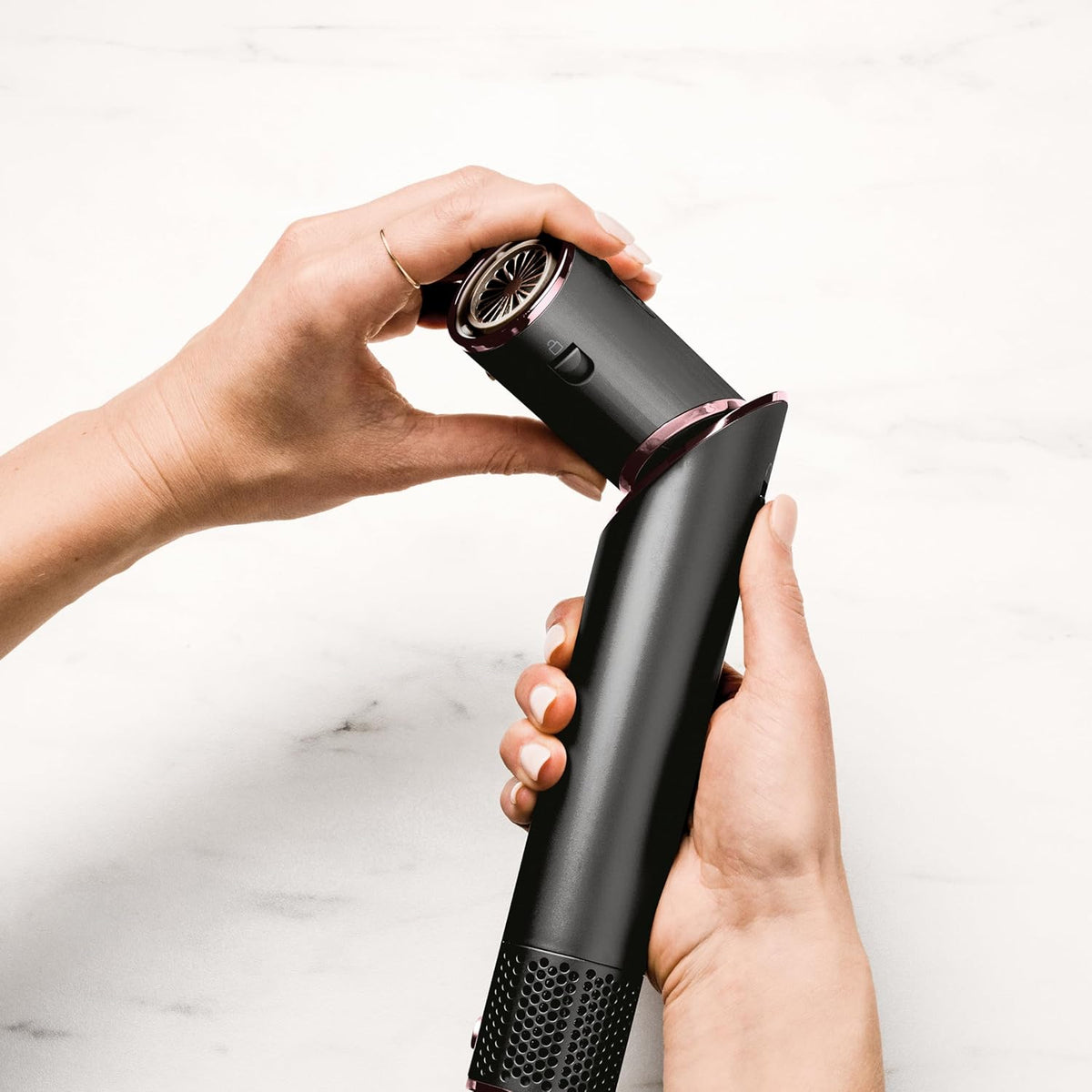 Shark FlexStyle 5 en 1, moldeador de aire y secador de pelo, accesorio rizador Auto-Wrap, cepillo plano, cepillo ovalado, concentrador, difusor, estuche de almacenamiento, sin daños por calor, negro/oro rosa, HD440EU