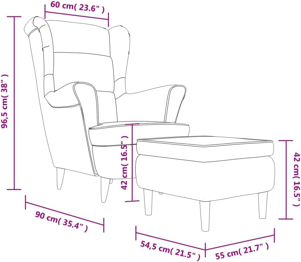 vidaXL Sillón orejero con reposapiés, reposabrazos, sillón de TV, sillón tapizado, sillón lounge, sillón de salón, sillón de descanso, sillón relax, terciopelo rosa